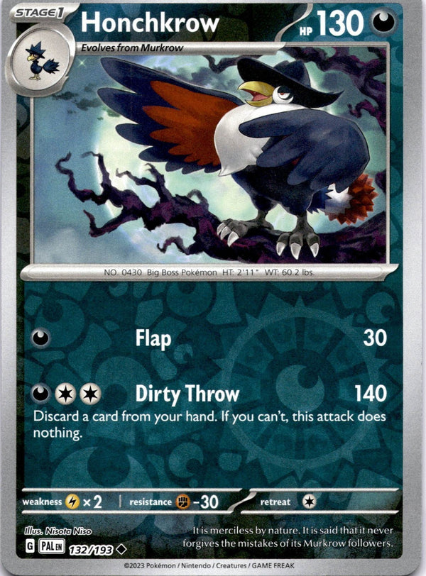 Pokemon Honchkrow 132/193 Paldea Evolved Reverse Holo NM