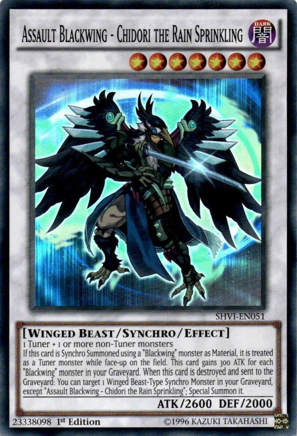Yugioh Assault Blackwing - Chidori the Rain Sprinkling SHVI-EN051 Super R LP/NM