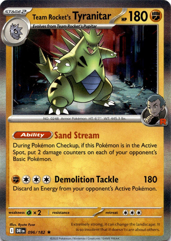 Pokemon Team Rocket's Tyranitar 096/182 Destined Rivals Holo NM