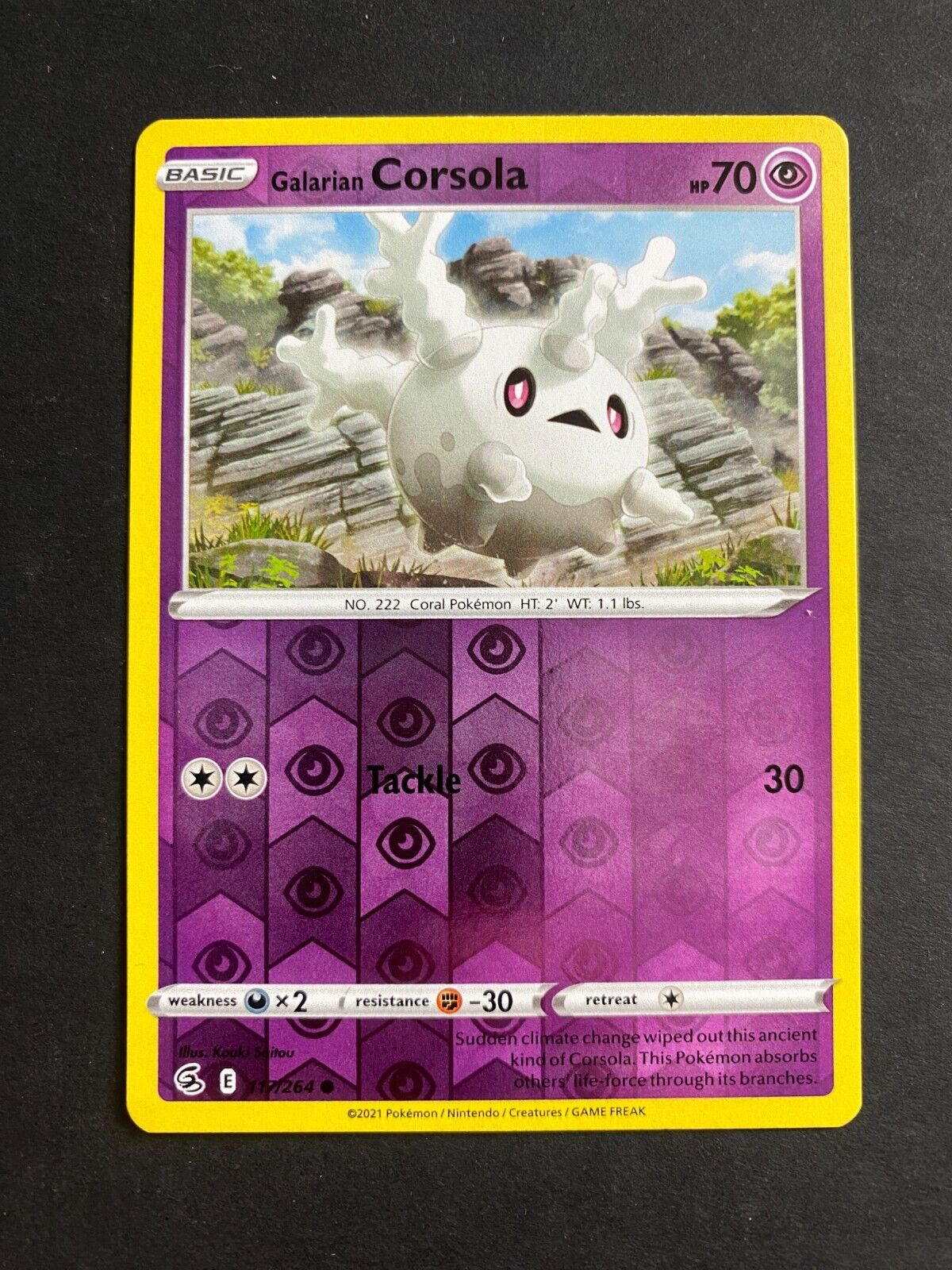 Pokemon Galarian Corsola 117/264 Fusion Strike Reverse Holo NM