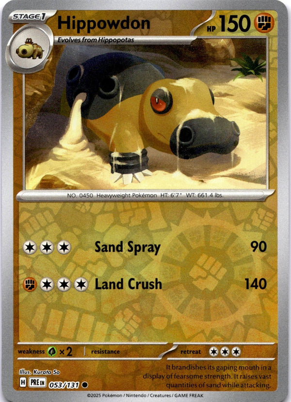 Pokemon Hippowdon 053/131 Prismatic Evolutions Reverse Holo NM