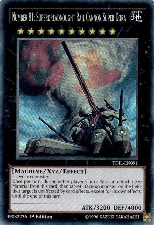 Yugioh Number 81: Superdreadnought Rail Cannon TDIL-EN091 Super Rare 1st LP/NM