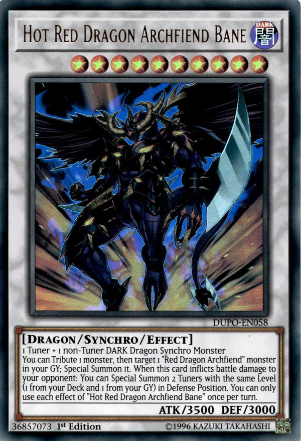 Yugioh Hot Red Dragon Archfiend Bane DUPO-EN058 Ultra Rare 1st Edition VLP/NM