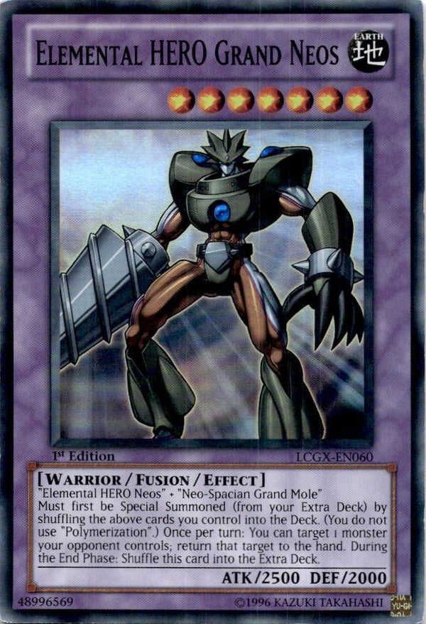 Yugioh Elemental HERO Grand Neos LCGX-EN060 Super Rare 1st Edition LP