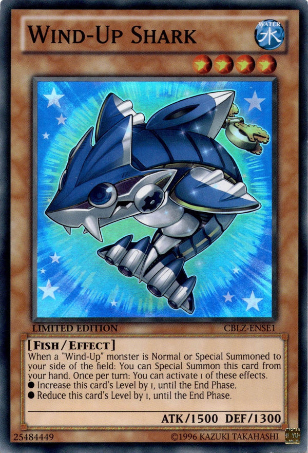 Yugioh Wind-Up Shark CBLZ-ENSE1 Super Rare Limited Edition MP (WARPING)