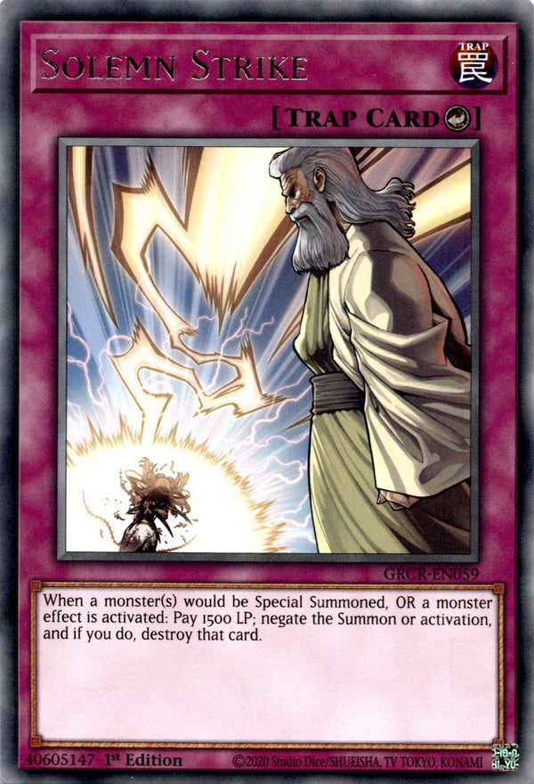 Yugioh Solemn Strike GRCR-EN059 Rare 1st Edition NM