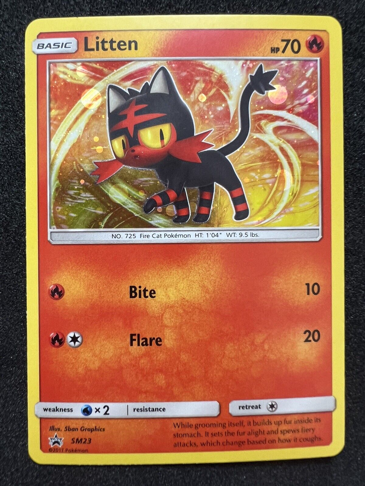 Pokemon Litten SM23 Holo Black Star Promo NM