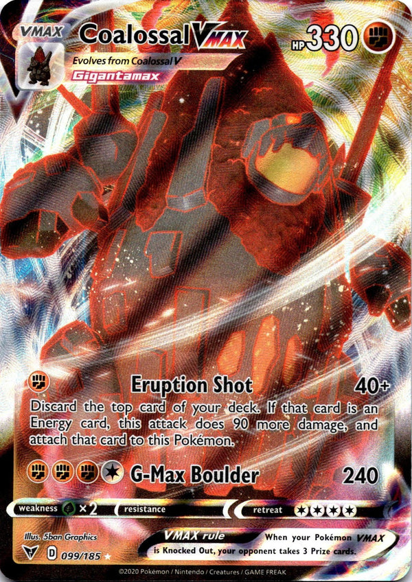 Pokemon Coalossal VMAX 099/185 Vivid Voltage Full Art Holo NM