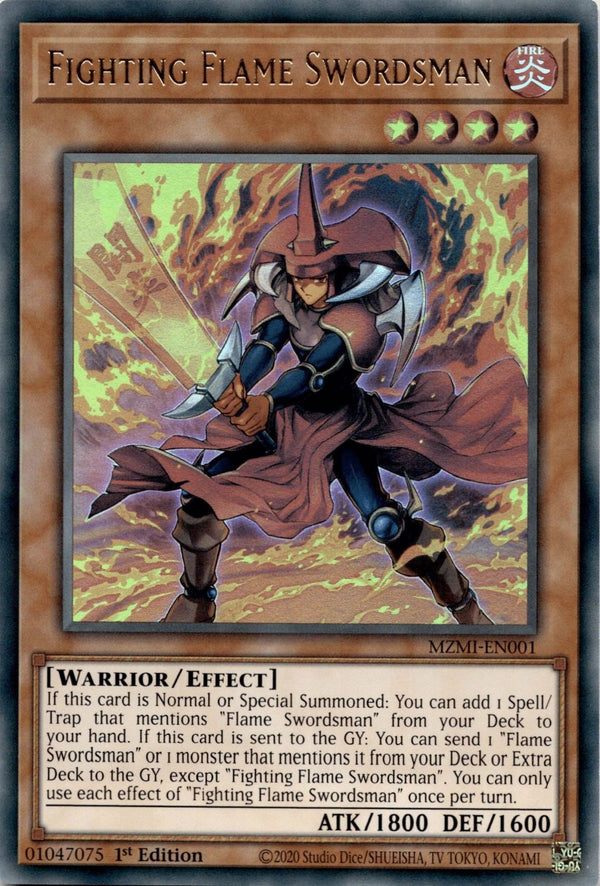 Yugioh Fighting Flame Swordsman MZMI-EN001 Ultra Rare 1st Edition NM