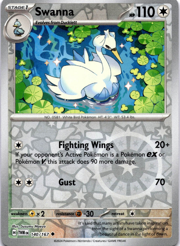 Pokemon Swanna 140/167 Twilight Masquerade Reverse Holo NM