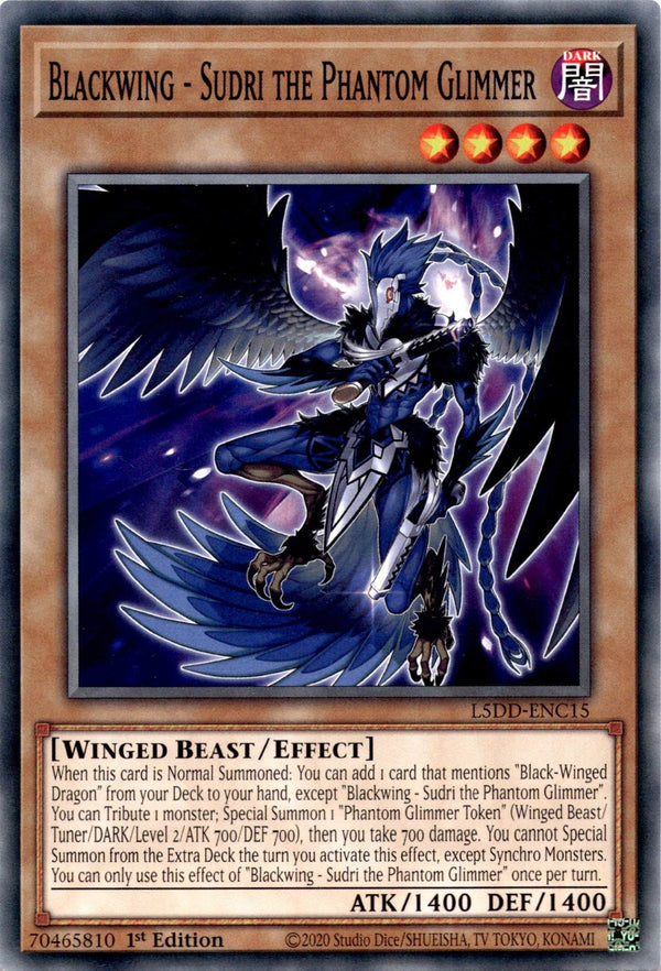 Yugioh Blackwing - Sudri the Phantom Glimmer L5DD-ENC15 Common 1st Edition NM
