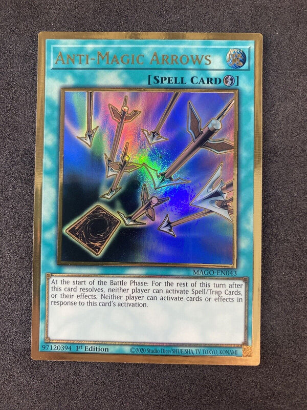 Yugioh Anti-Magic Arrows MAGO-EN043 Premium Gold Rare 1st Edition NM