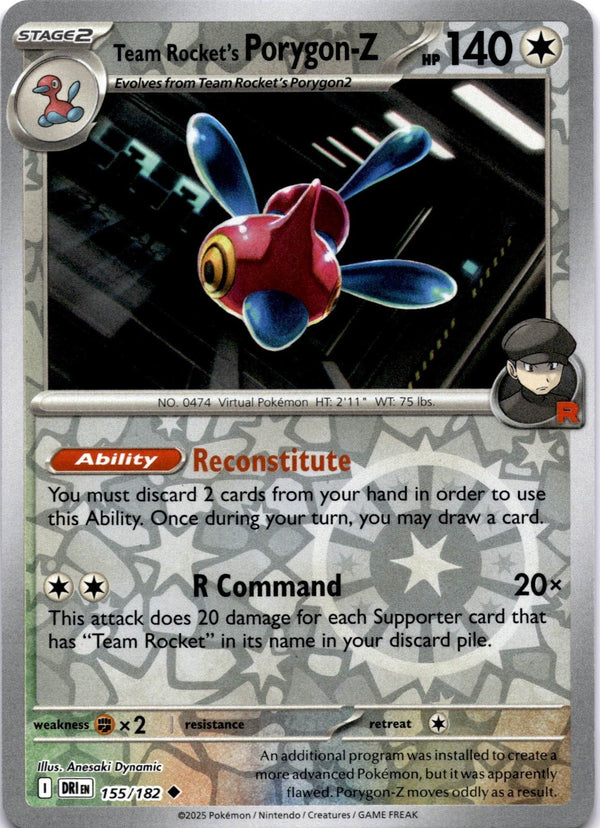 Pokemon Team Rocket's Porygon-Z 155/182 Destined Rivals Reverse Holo NM