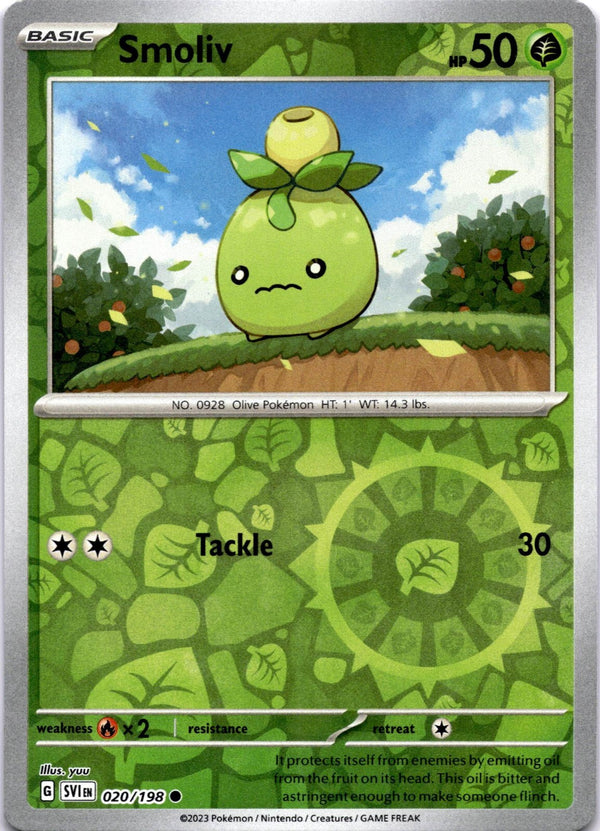 Pokemon Smoliv 020/198 Scarlet Violet Base Reverse Holo VLP/NM