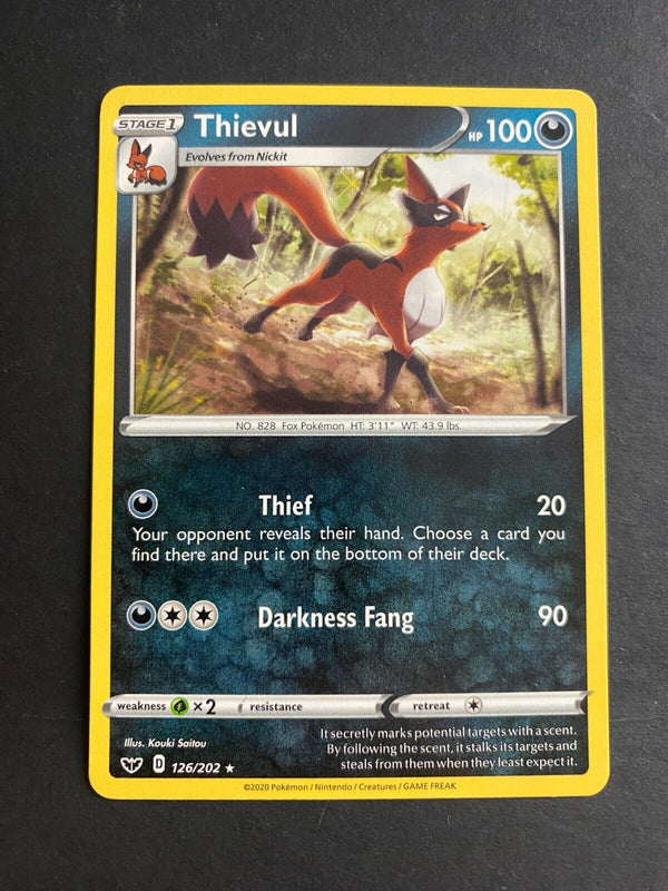 Pokemon Thievul 126/202 Sword Shield Base Rare Non Holo NM