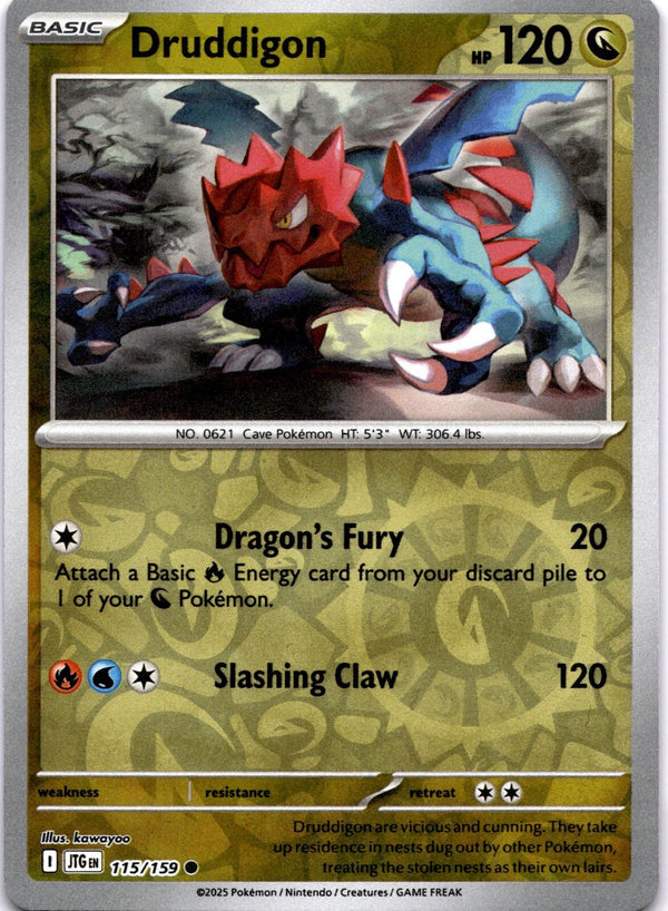 Pokemon Druddigon 115/159 Journey Together Reverse Holo NM
