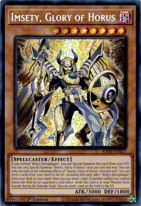 Yugioh Imsety, Glory of Horus RA05-EN027 NA Print Secret Rare 1st Edition NM