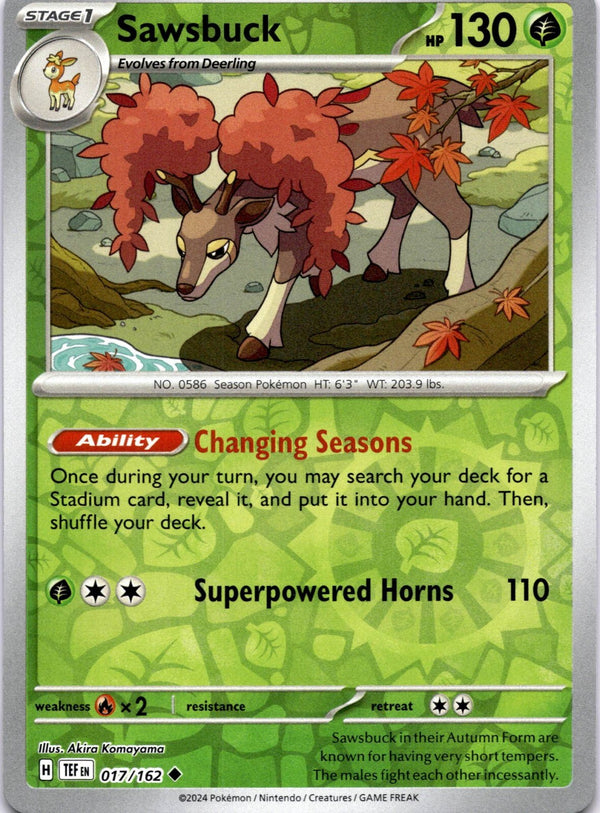 Pokemon Sawsbuck 017/162 Temporal Forces Reverse Holo NM