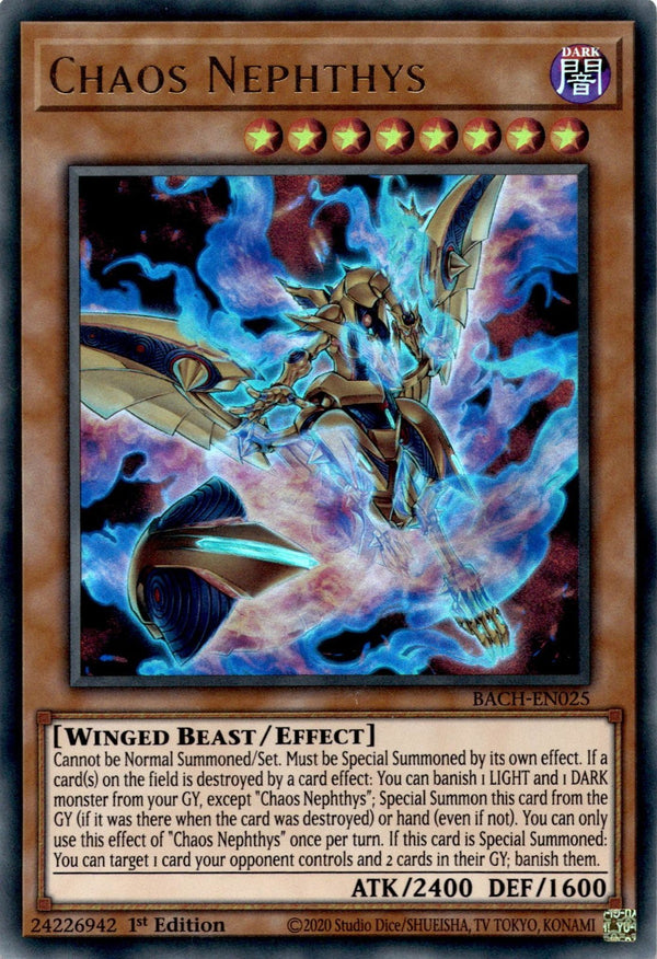 Yugioh Chaos Nephthys BACH-EN025 Ultra Rare 1st Edition NM