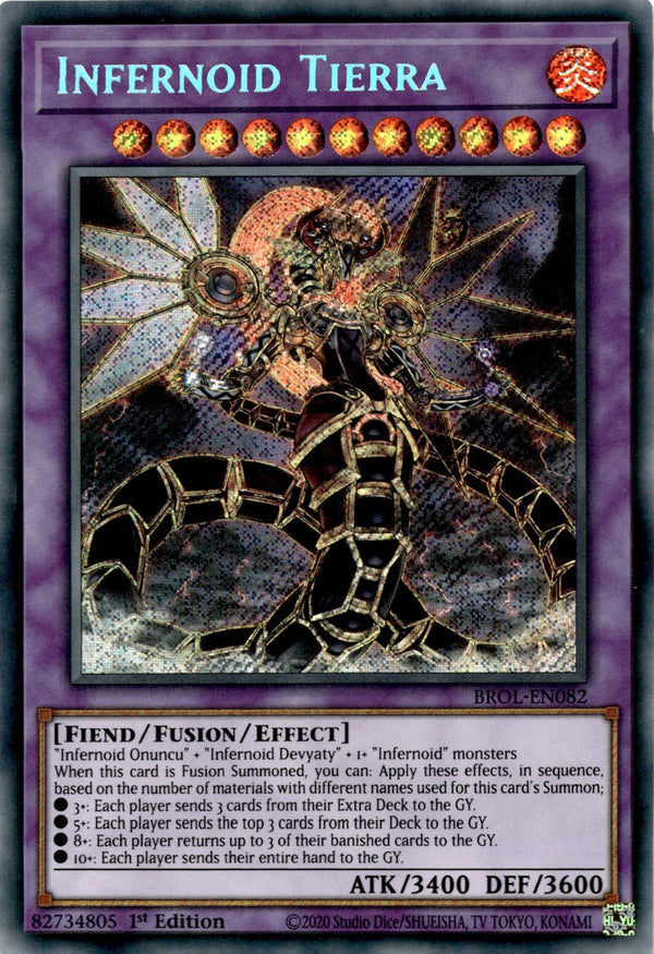 Yugioh Infernoid Tierra BROL-EN082 Secret Rare 1st Edition VLP/NM