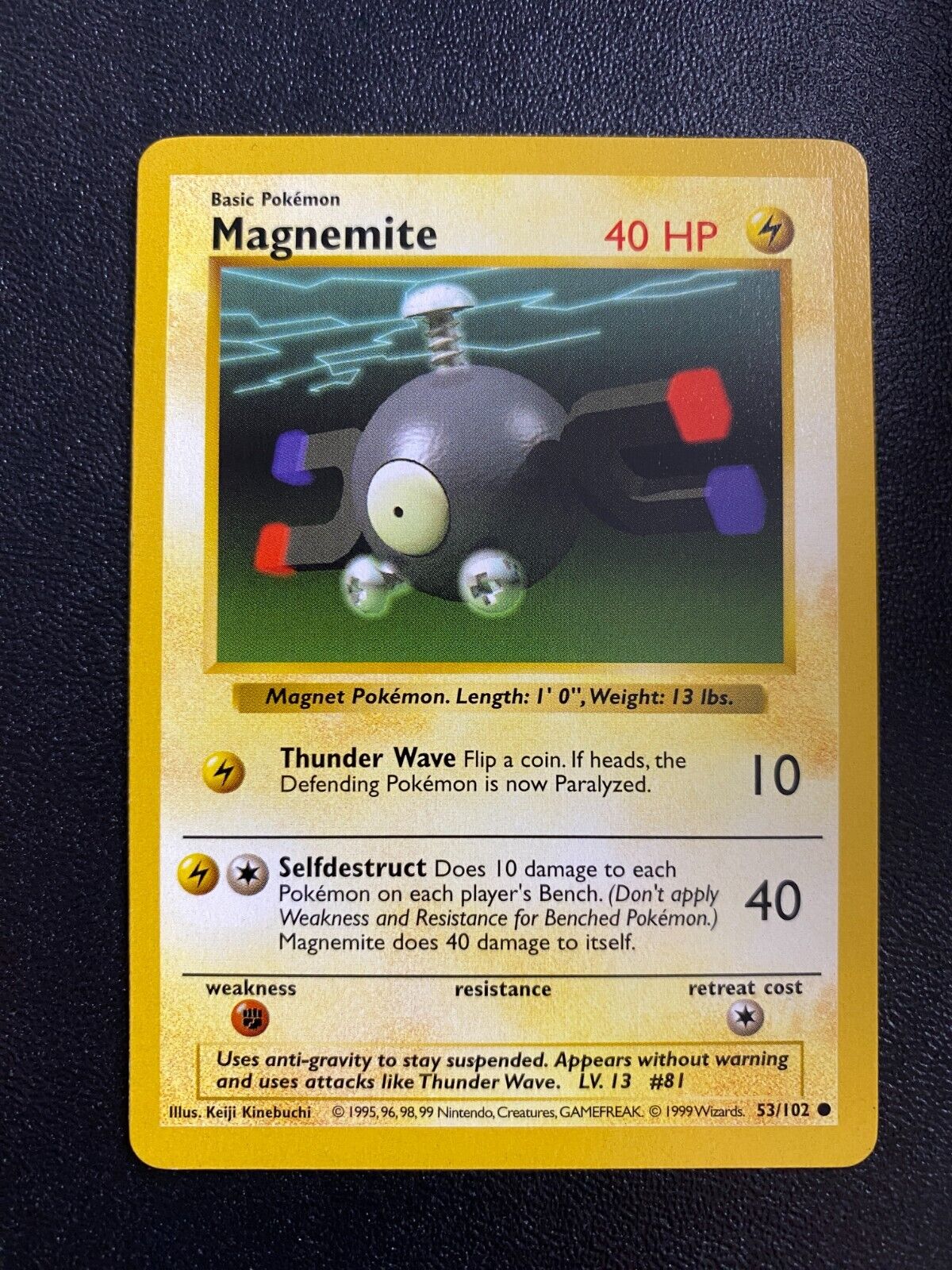 Pokemon Magnemite 53/102 Base Set 1999 Shadowless Non Holo VLP/NM