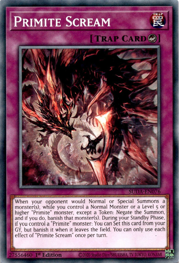 Yugioh Primite Scream SUDA-EN076 Common 1st Edition NM