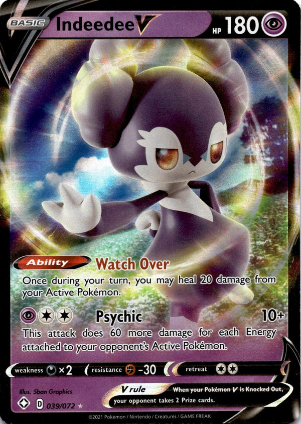 Pokemon Indeedee V 039/072 Shining Fates Full Art Holo NM