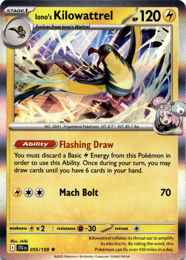 Pokemon Iono's Kilowattrel 055/159 Journey Together Holo NM