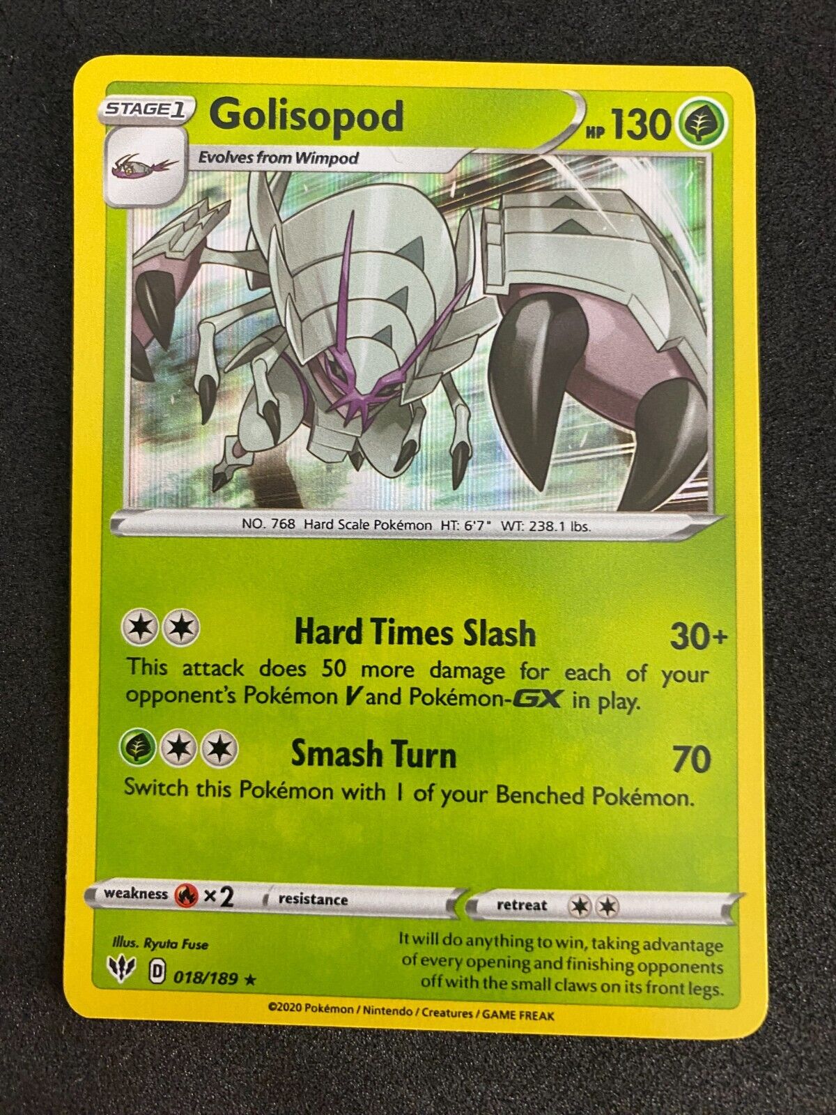 Pokemon Golisopod 018/189 Darkness Ablaze Holo NM-MINT 18/189