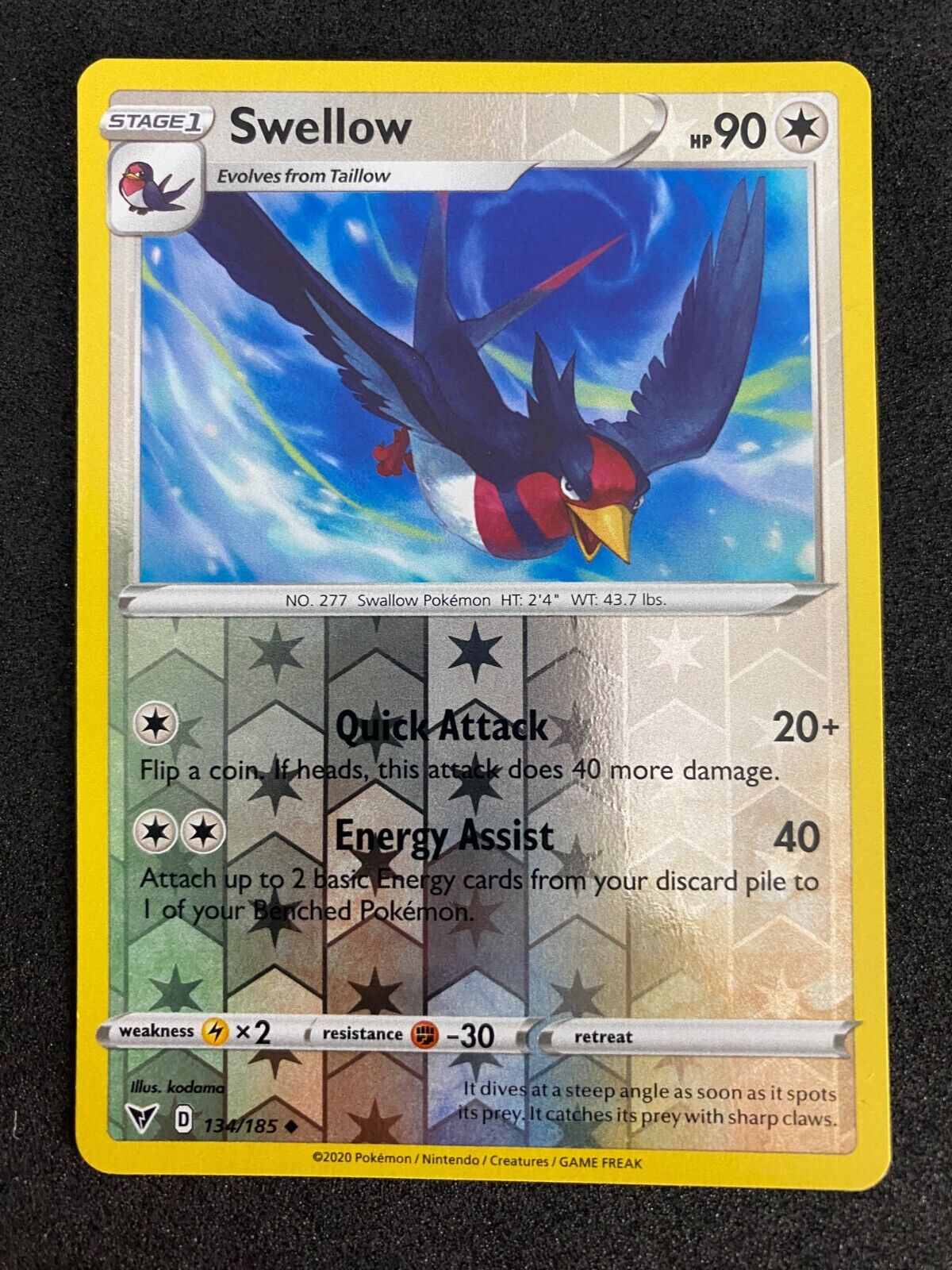 Pokemon Swellow 134/185 Vivid Voltage Reverse Holo  NM-MINT