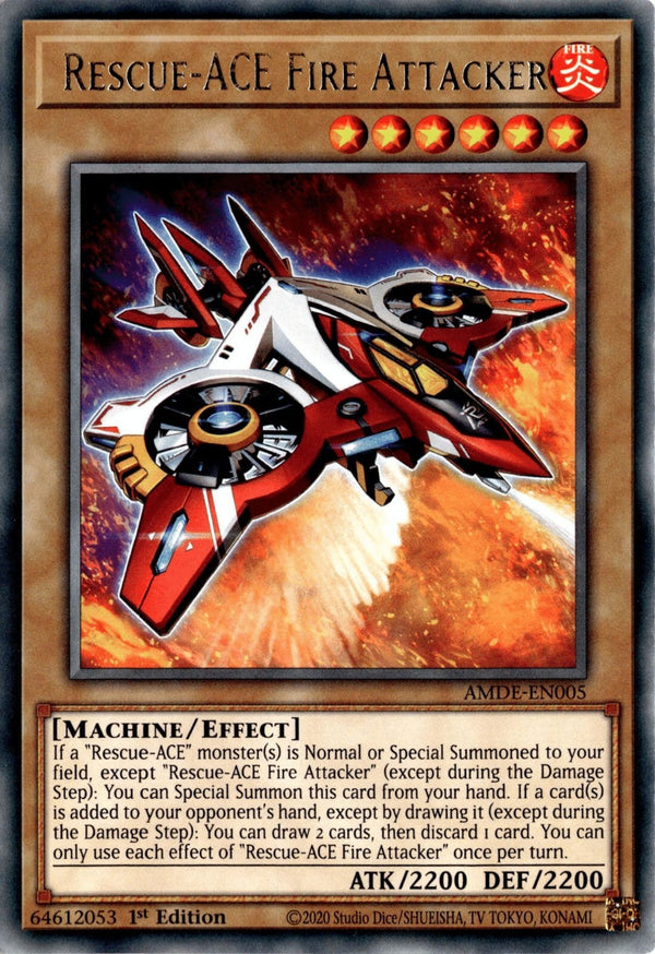 Yugioh Rescue-ACE Fire Attacker AMDE-EN005 Rare 1st Edition NM
