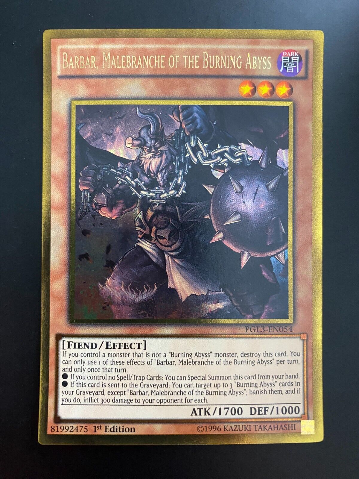 Yugioh Barbar, Malebranche of the Burning Abyss PGL3-EN054 Gold Rare 1st E VLP