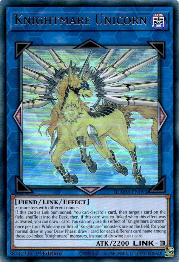 Yugioh Knightmare Unicorn BLMM-EN092 Ultra Rare 1st Edition NM