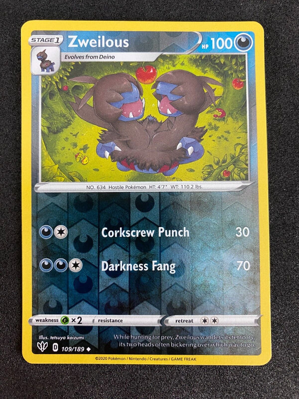 Pokemon Zweilous 109/189 Darkness Ablaze Reverse Holo NM-MINT