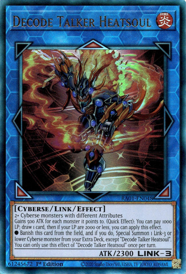 Yugioh Decode Talker Heatsoul RA01-EN048 Ultimate Rare 1st Edition NM