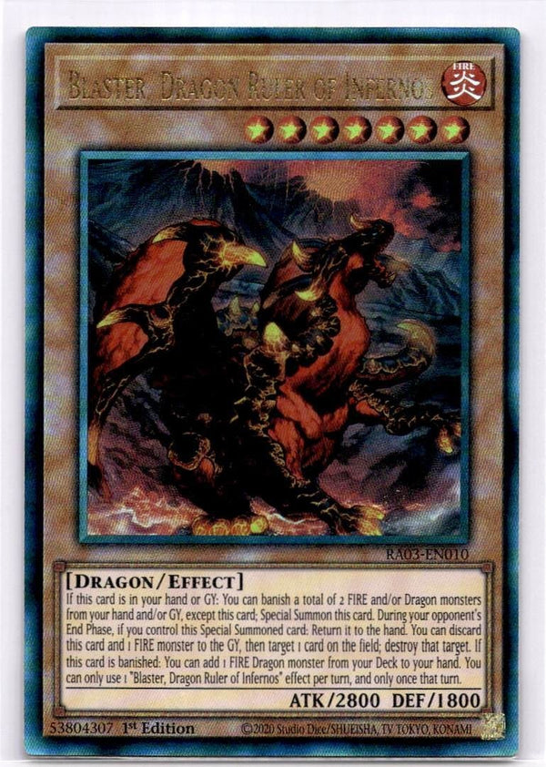 Yugioh Blaster, Dragon Ruler of Infernos RA03-EN010 Ultimate Rare 1st Edition NM
