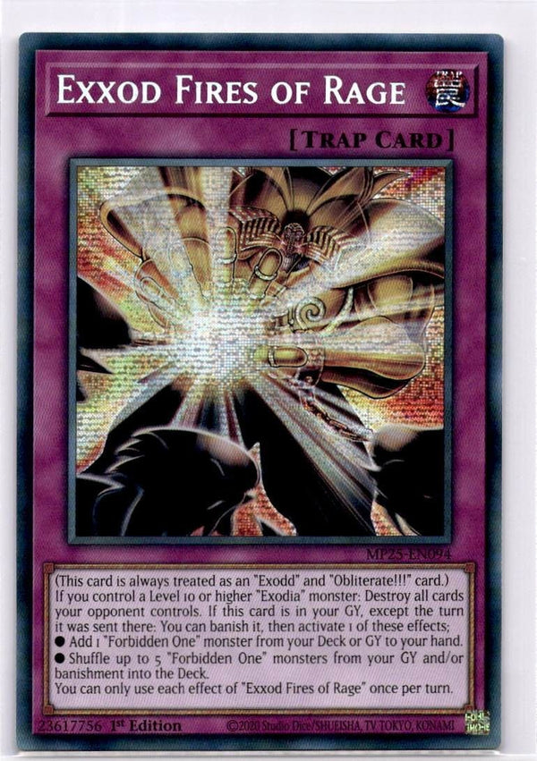 Yugioh Exxod Fires of Rage MP25-EN094 Secret Rare 1st Edition NM