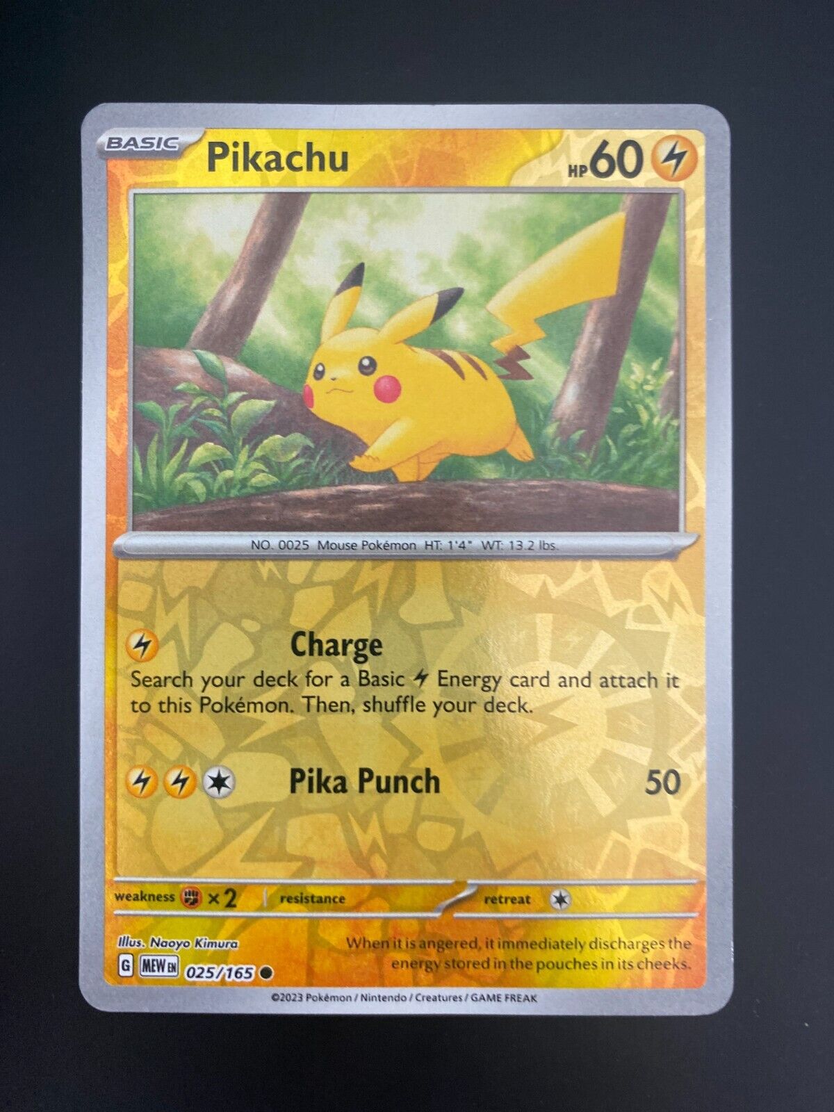 Pokemon Pikachu 025/165 Scarlet Violet 151 Reverse Holo VLP-NM