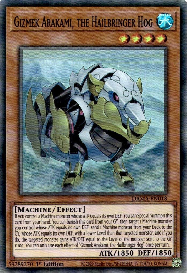 Yugioh Gizmek Arakami, the Hailbringer Hog DAMA-EN018 Super Rare 1st Edition NM