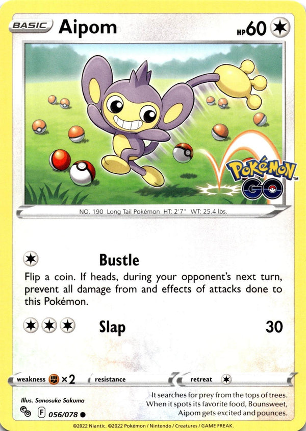 Pokemon Aipom 056/078 Pokemon Go Non Holo NM