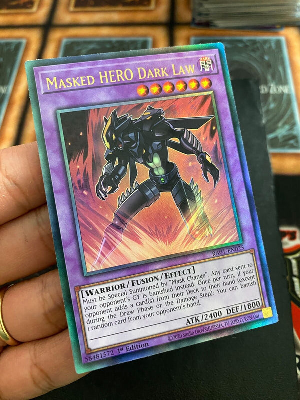 Yugioh Masked HERO Dark Law RA01-EN025 Prismatic Ultimate Rare 1st Edition NM