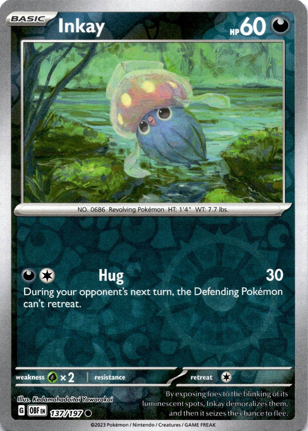 Pokemon Inkay 137/197 Obsidian Flames Reverse Holo NM