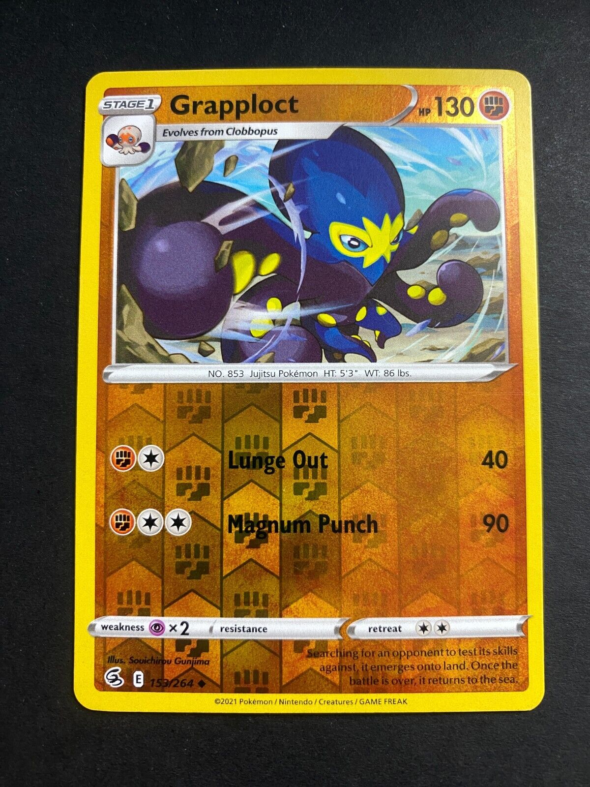 Pokemon Grapploct 153/264 Fusion Strike Reverse Holo LP