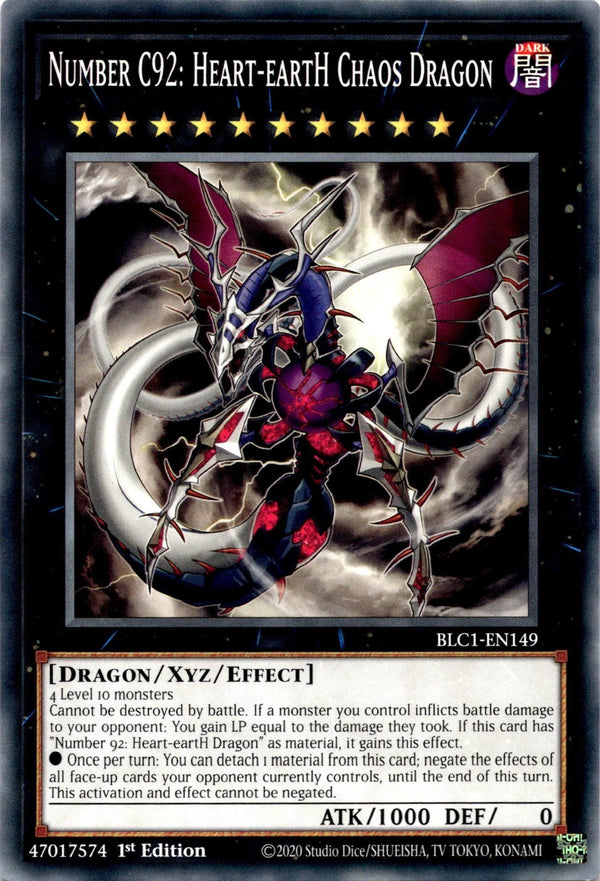 Yugioh Number C92: Heart-eartH Chaos Dragon BLC1-EN149 Common 1st Edition NM