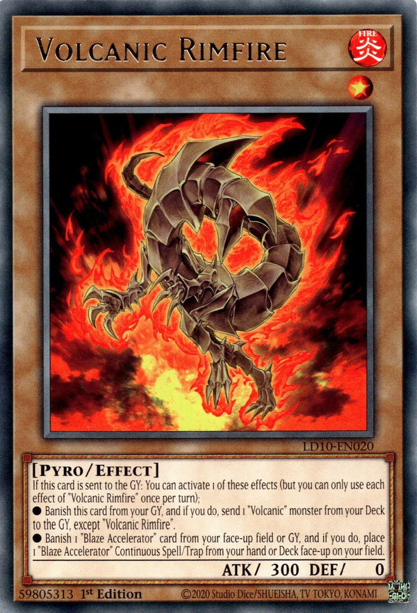 Yugioh Volcanic Rimfire LD10-EN020 Rare 1st Edition LP