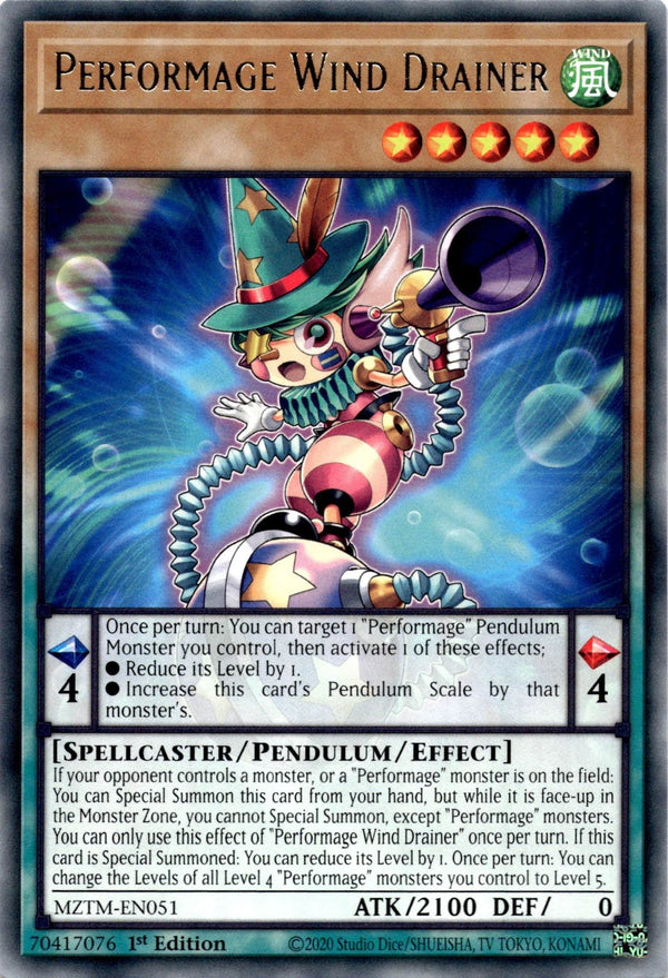 Yugioh Performage Wind Drainer MZTM-EN051 Rare 1st Edition NM