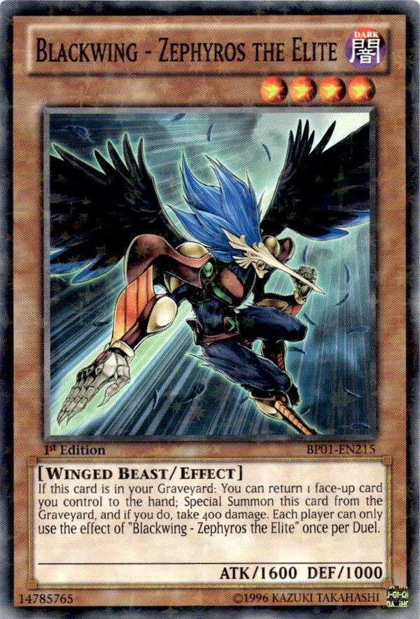 Yugioh Blackwing - Zephyros the Elite BP01-EN215 Starfoil Rare 1st Edition NM