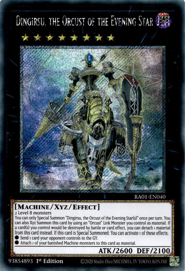 Yugioh Dingirsu, the Orcust of the Evening Star RA01-EN040 Platinum Scr Rare NM