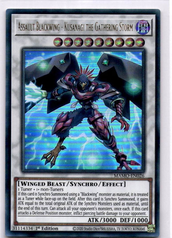 Yugioh Assault Blackwing - Kusanagi the Gathering Storm MAMO-EN026 Ultra Rare NM