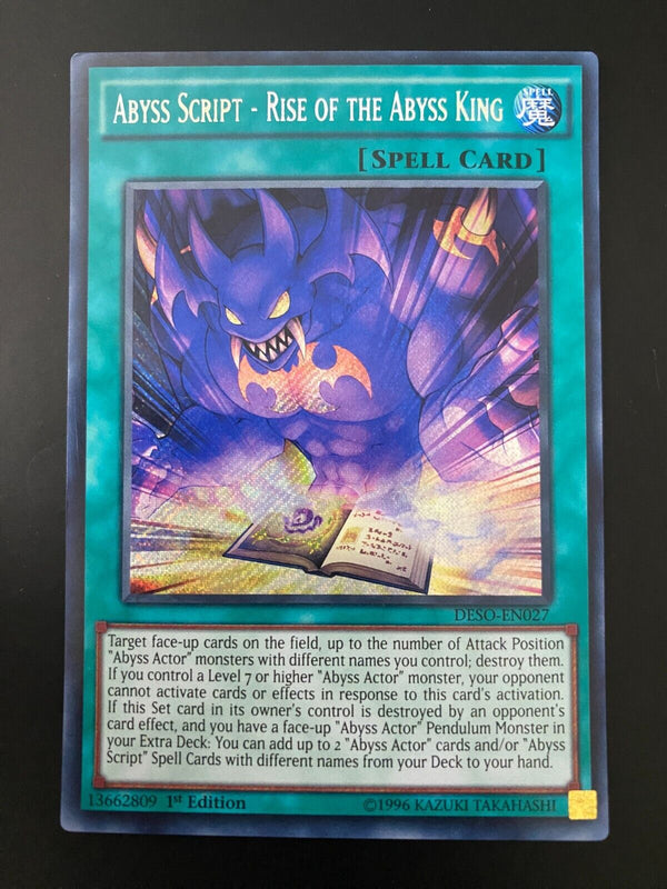Yugioh Abyss Script - Rise of the Abyss King DESO-EN027 Secret Rare 1st Ed LP